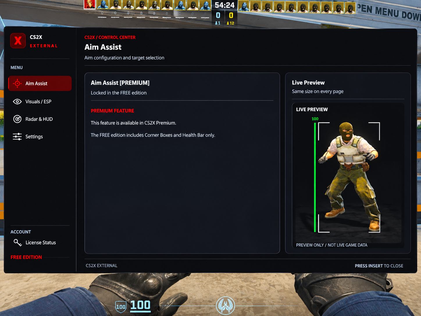 CS2X Windows Free client menu