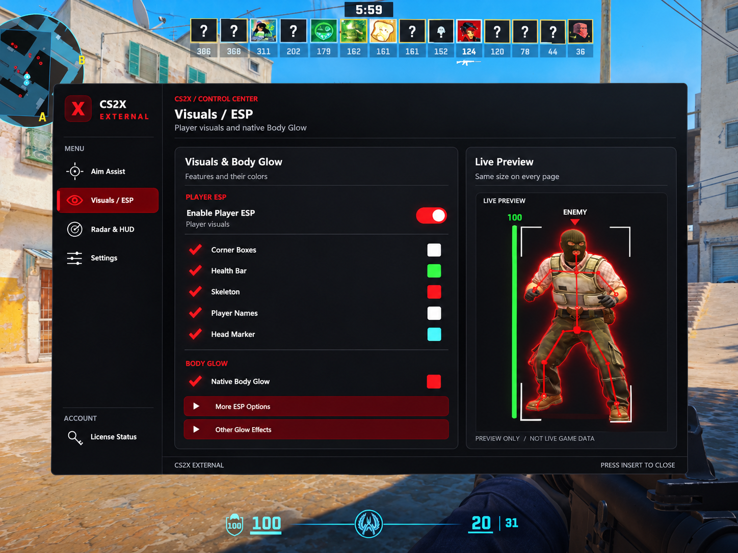 CS2X Premium control center preview
